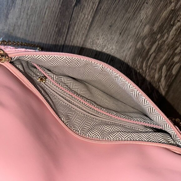 Bamboo Woven Pink Rectangle Fold Over Crossbody Bag - Picture 9 of 13